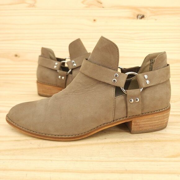 BP Women's Harness Booties Sz 8 Brown Leather Boho Slip On Western Ankle Boots - Picture 1 of 10